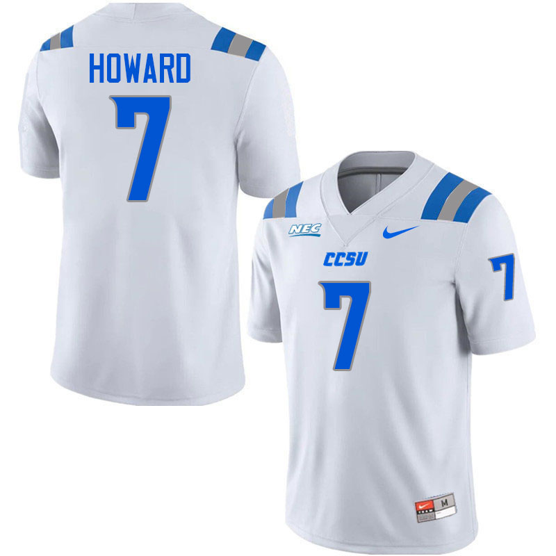 Central Connecticut Blue Devils #7 Elijah Howard College Football Jerseys,Uniforms-White